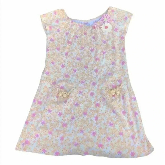 Gymboree Other - Gymboree Orange Pink Floral Pocket Front Flowy Dress Girls Size 5